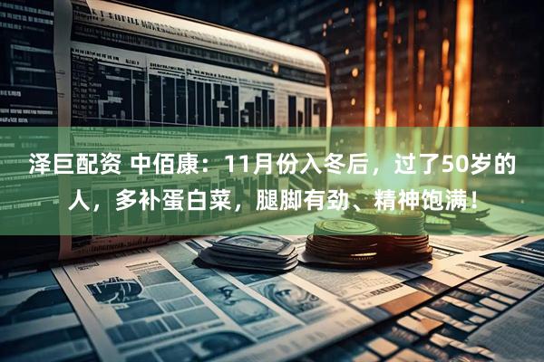 泽巨配资 中佰康：11月份入冬后，过了50岁的人，多补蛋白菜，腿脚有劲、精神饱满！